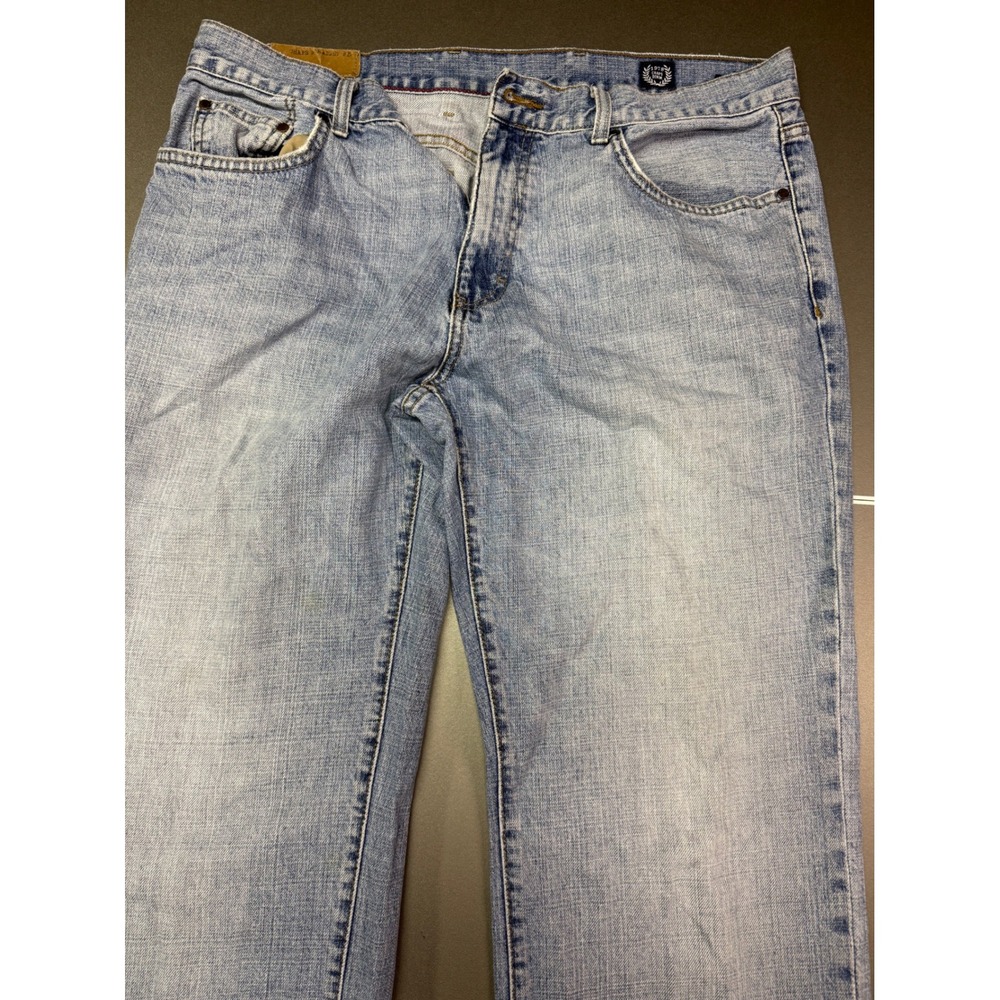 Chaps Denim Mens Straight Fit Light Wash Blue Jeans 36x32 y2k western